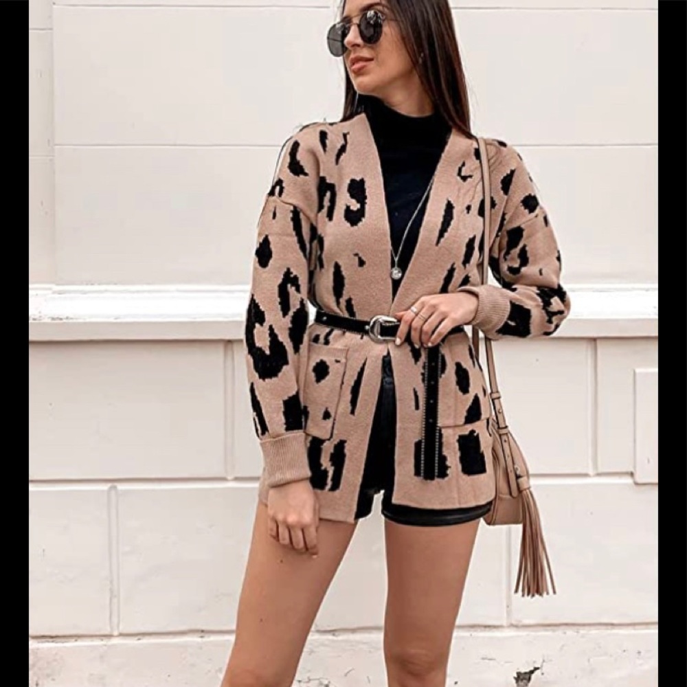ZESICA leopard print cardigan